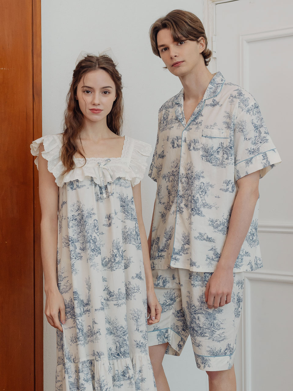 Couple Benjamin Cotton Sleeveless Dress Pajamas (2C) 23-03752
